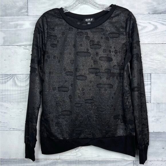 Black Metallic | Distressed Medium Pullover | Allen B. Schwartz | Black Ripped - Picture 2 of 11